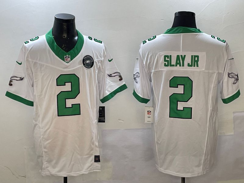 Men Philadelphia Eagles #2 Slay jr White Retro three generations 2025 Nike Vapor Limited NFL Jersey style 3->philadelphia eagles->NFL Jersey